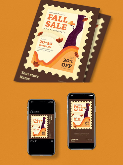 秋季促销传单海报模板下载（PSD）