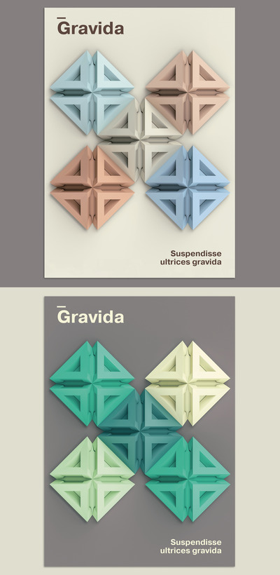 3D几何形状图案背景海报布局设计模板