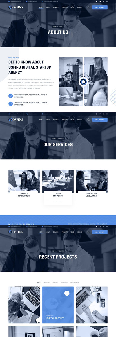 数字创业机构企业网站模板PSD模板