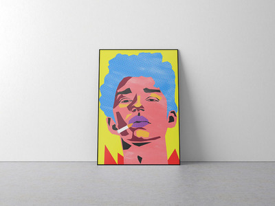 靠在墙上的海报样机