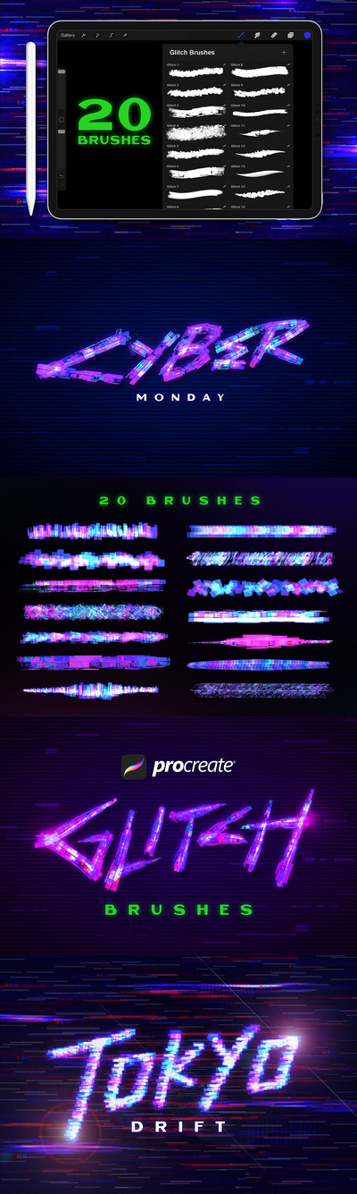 酷炫效果的procreate笔刷下载(brushset)