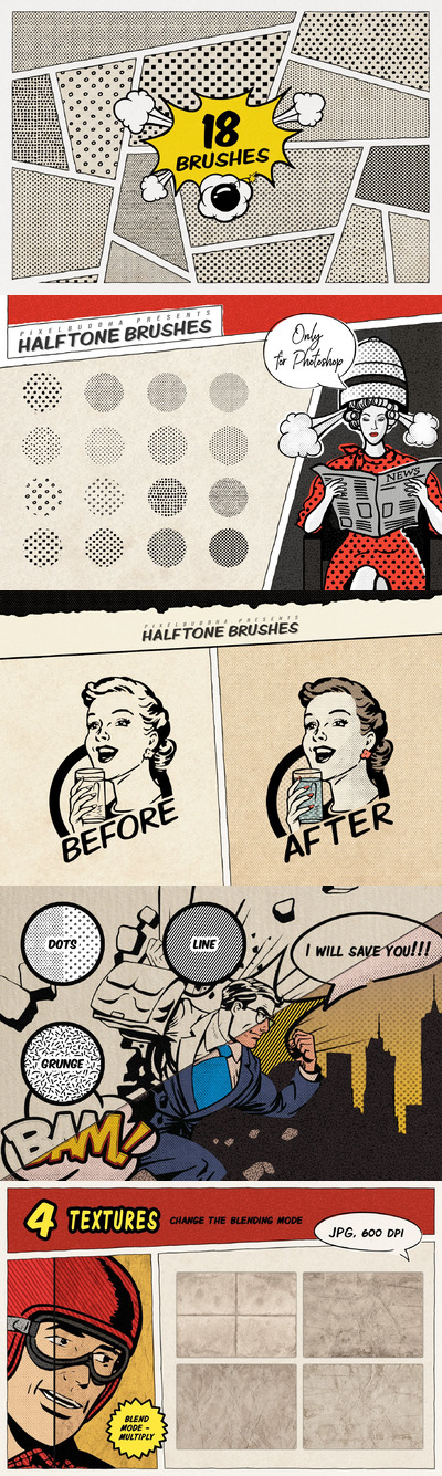 点和正方形半色调Photoshop画笔笔刷（ABR）