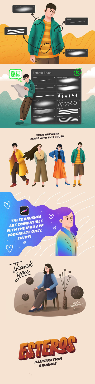 时尚插画绘画笔刷（brushset）