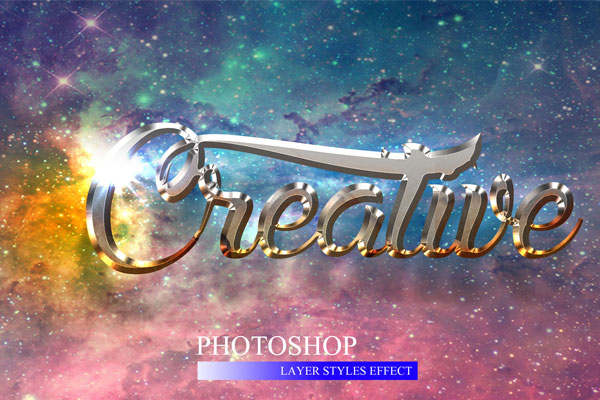 10款闪亮银色3D文字样式素材