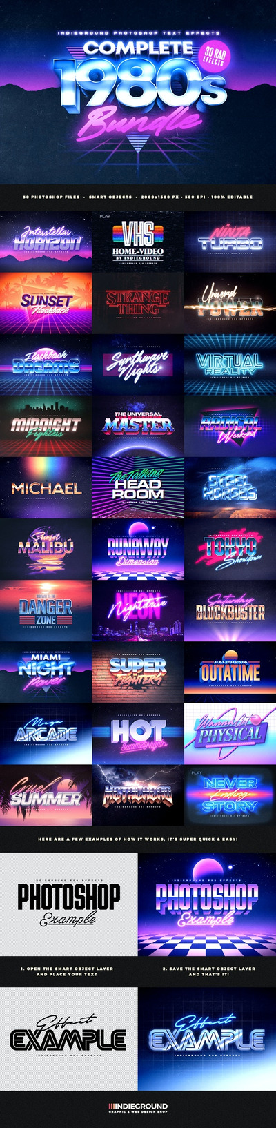 复古80年代文字效果样式巨无霸套装