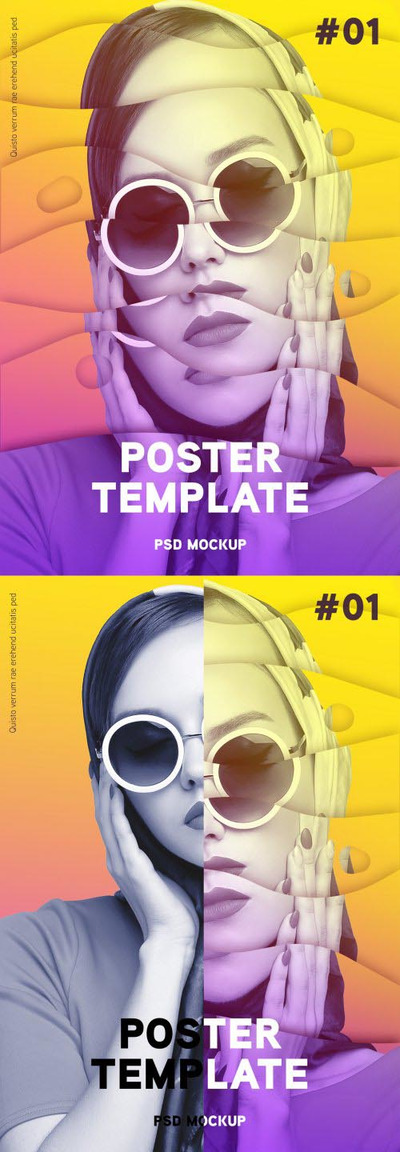 抽象现代海报设计照片效果psd模板