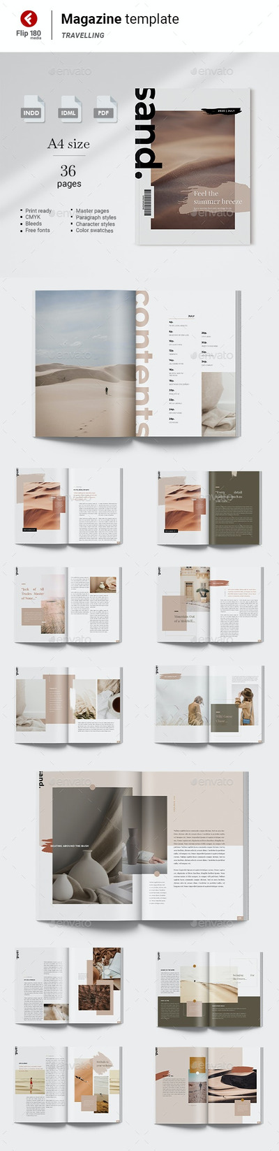 热带沙漠旅行主题杂志画册设计模板