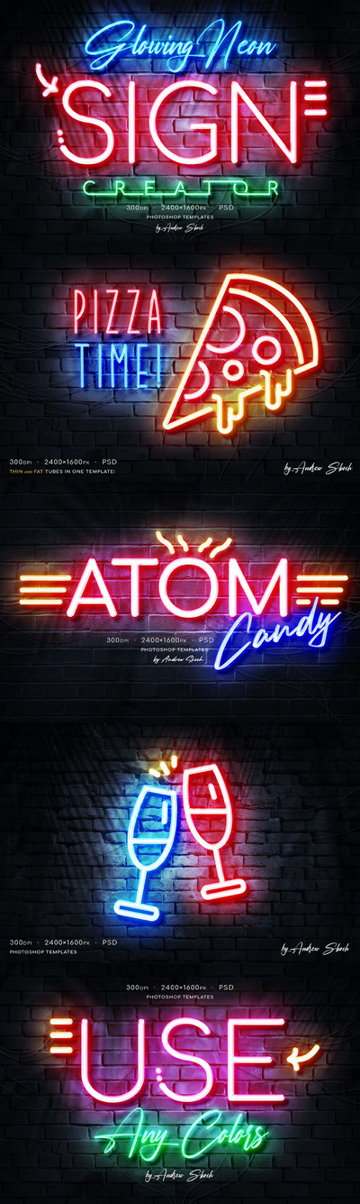 绚丽逼真的霓虹灯效果图层样式集合