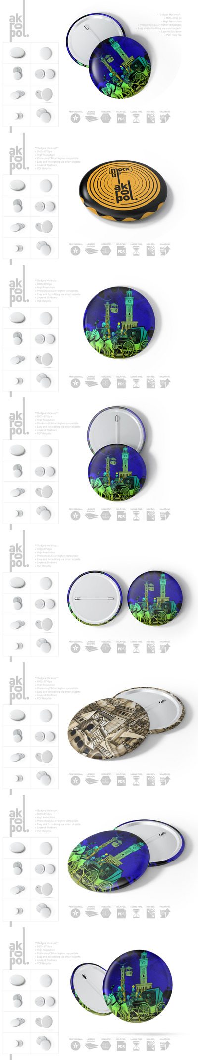别针徽章标签&图案设计样机模板