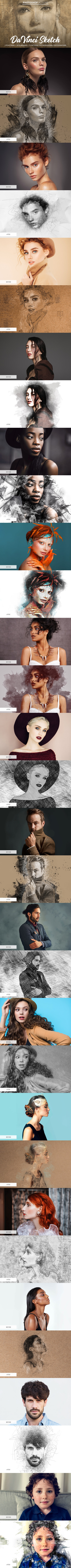 达芬奇艺术素描效果Photoshop动作