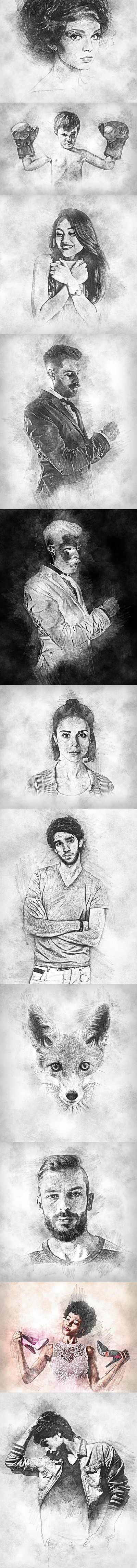 炭笔粉笔素描动作下载（abr）