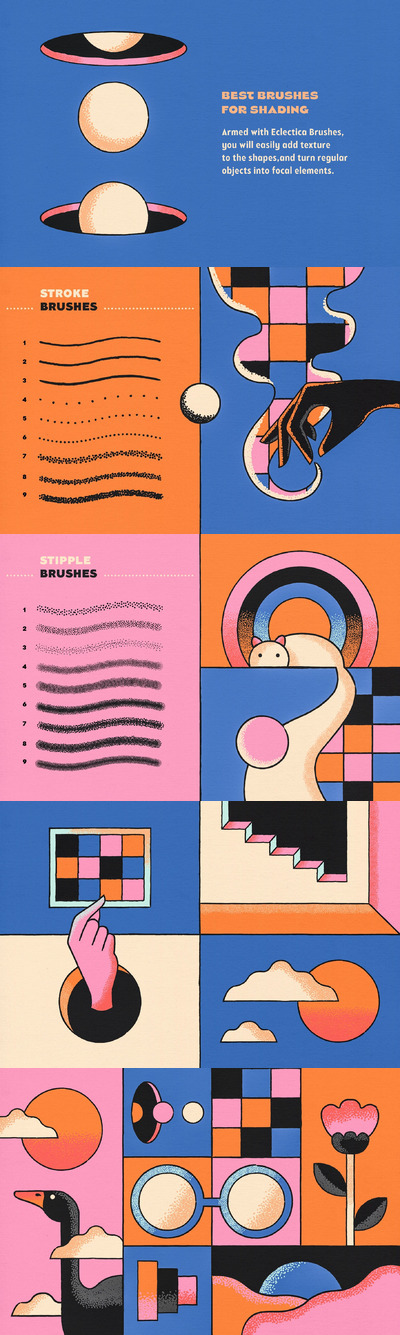 经典波普艺术插画AI笔刷下载（AI）