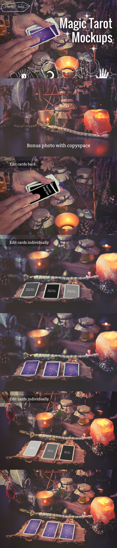 神秘魔术场景展示塔罗牌设计样机