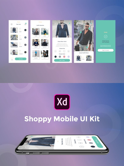 Shoppy移动用户界面套件模板（XD）