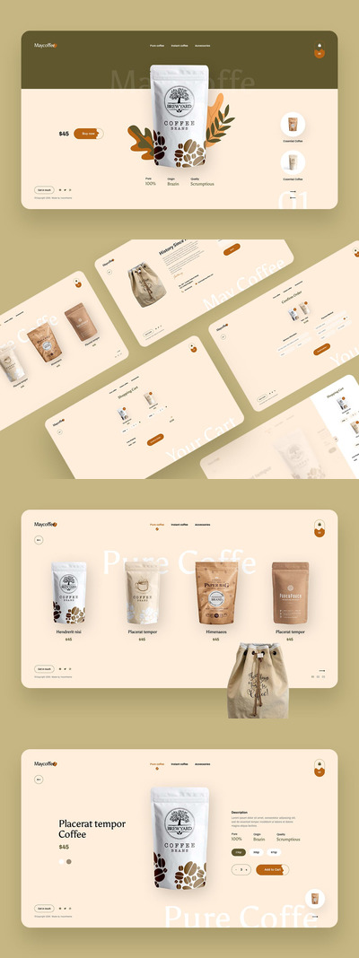 五月咖啡-咖啡店网站模板（PSD,XD）