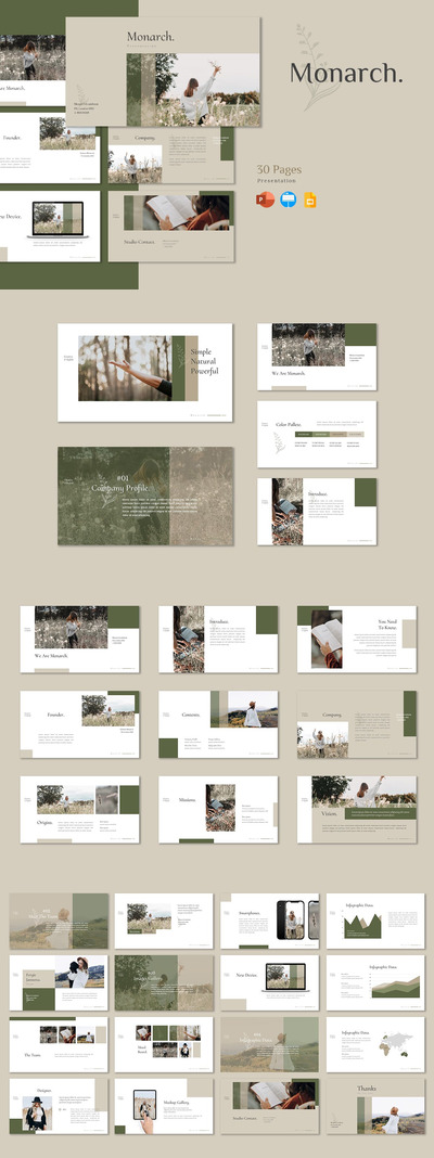 清新时尚高端优雅powerpoint幻灯片演示模板（pptx）