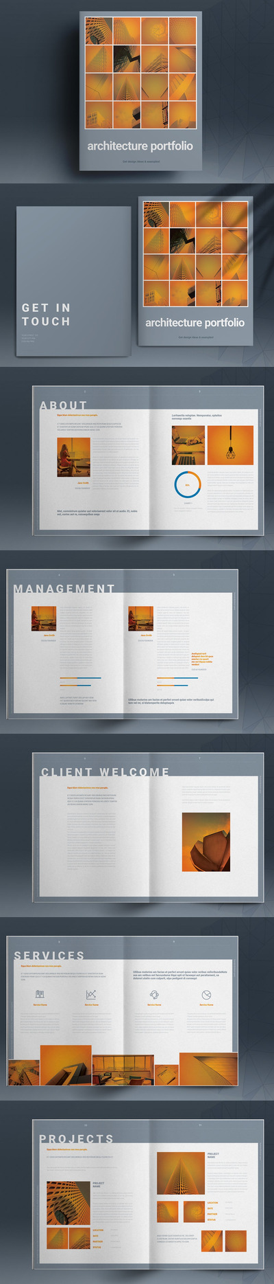 时尚高端简约好用的房地产楼书建筑作品画册品牌手册设计模板