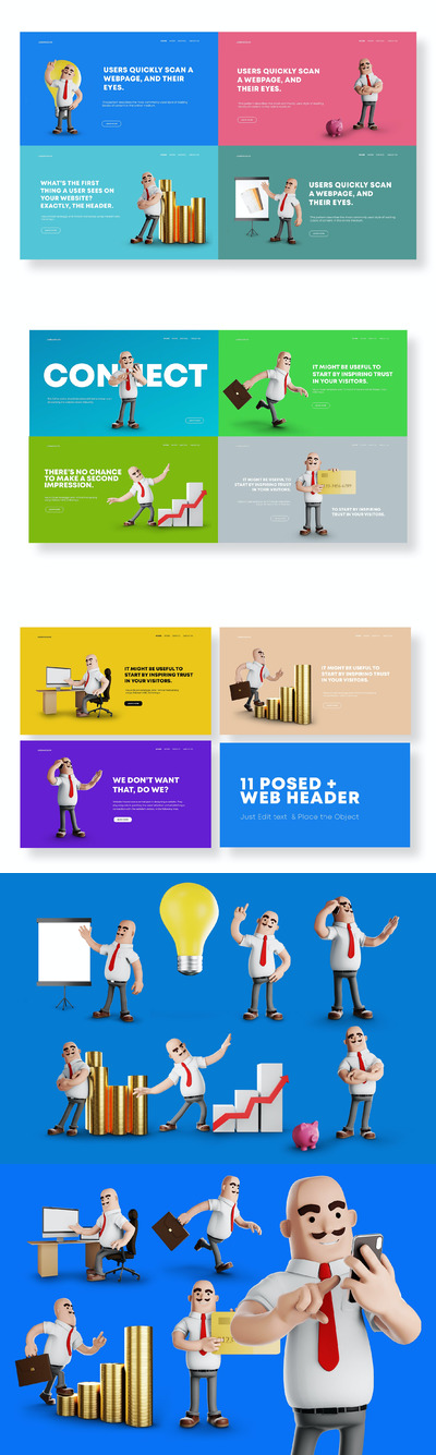 3D风格网站头部广告模板（PSD）