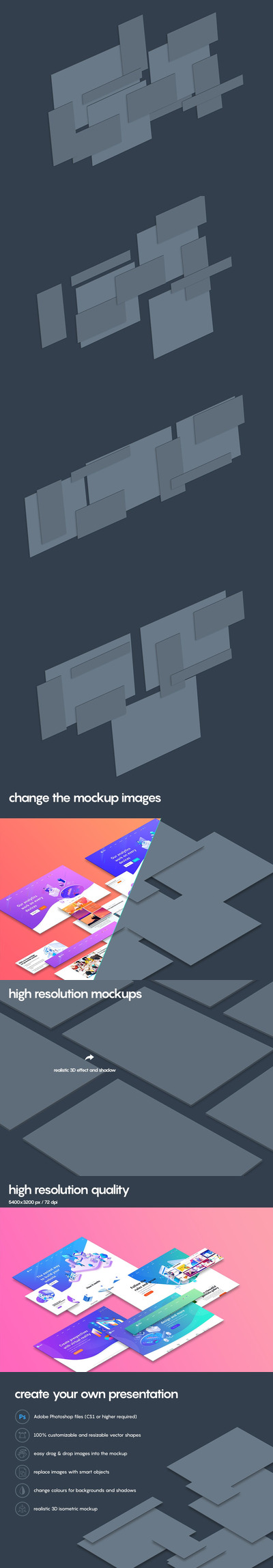 透视角度响应式网页设计模板样机(PSD)