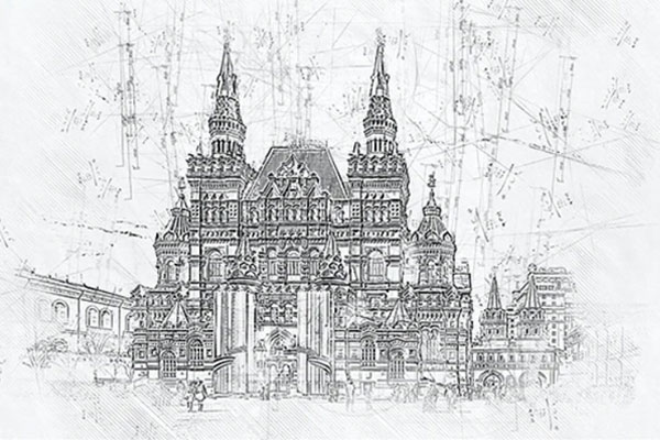 蓝图建筑水彩素描效果ps插件