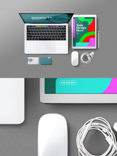 笔记本电脑平板电脑及配件模型样机(PSD)