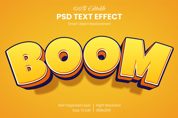 18种卡通漫画风格ps文字效果素材