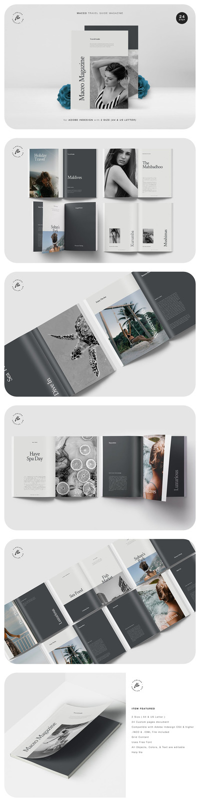 时尚高端简约清新多用途的高品质品牌手册画册宣传册杂志房地产楼书设计模板