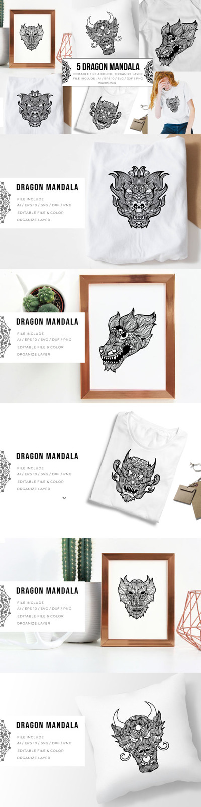 龙头曼陀罗图案矢量插画素材