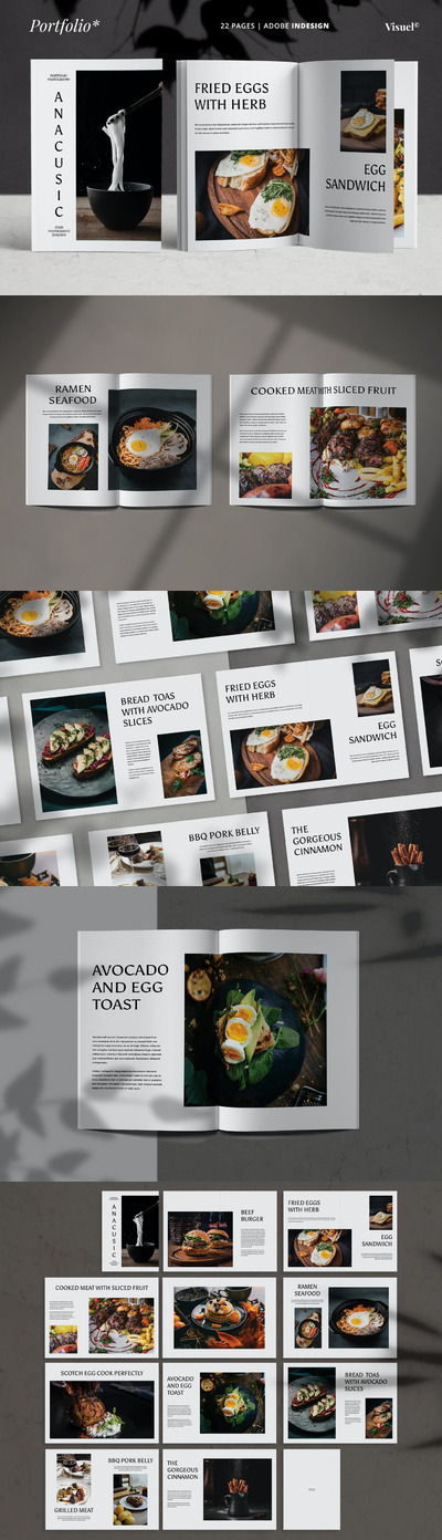 清新时尚简约多用途的西餐厅菜谱画册设计模板