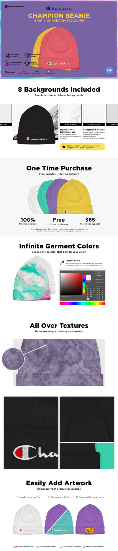 秋冬无檐小便帽图案设计样机模板