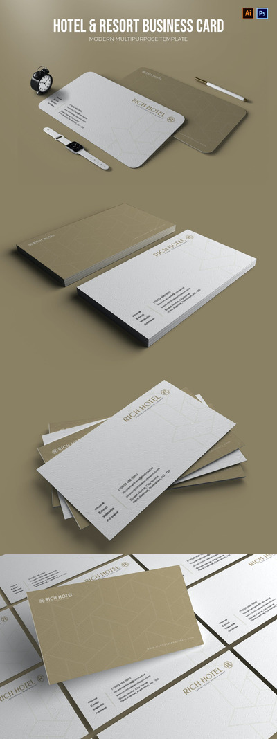 高品质的时尚高端专业名片设计模板-AI，EPS，PSD