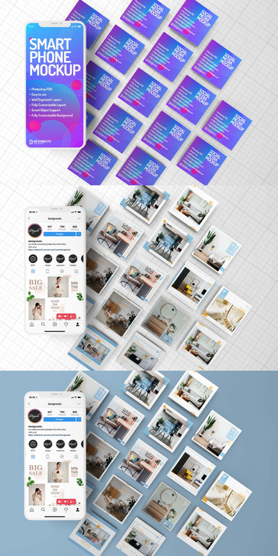 好用的社交媒体banner海报UI样机展示模型mockups