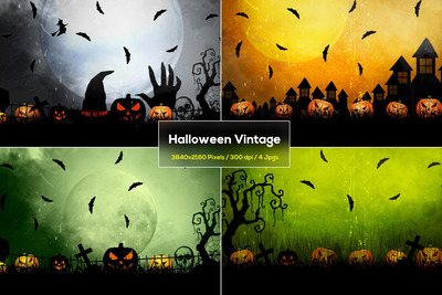 万圣节复古插画背景(JPG)