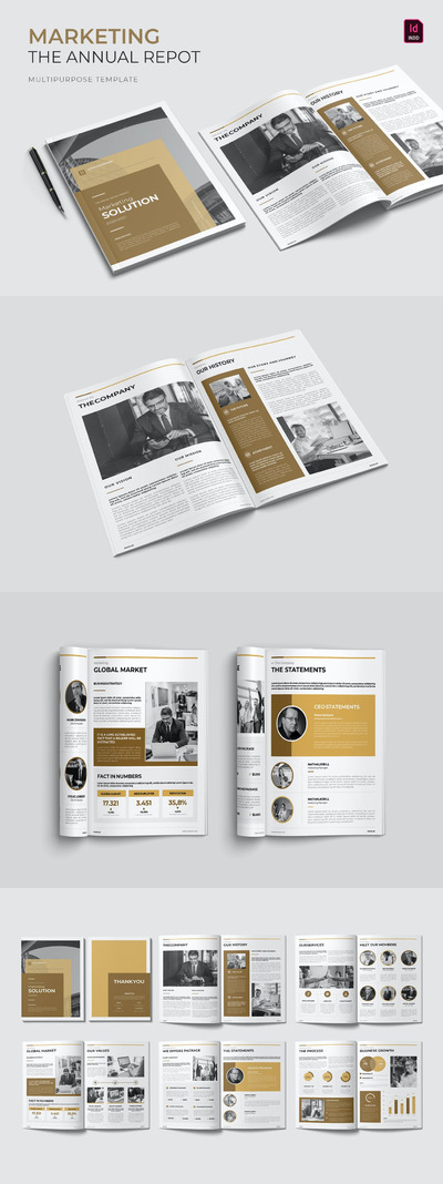 高品质的商业商务营销解决方案年度报告画册宣传册杂志房地产楼书设计模板