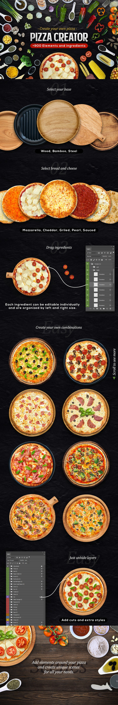 一流的披萨场景创建素材样机大合集（PSD，2.25GB）