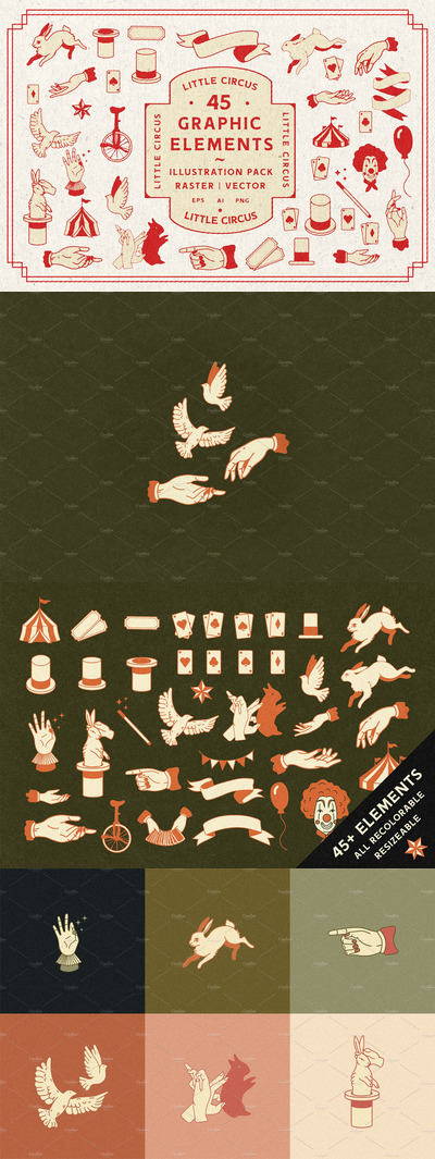 马戏团元素矢量剪贴画素材
