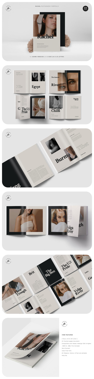 优雅高端时尚多用途品牌手册画册宣传册杂志房地产楼书设计模板