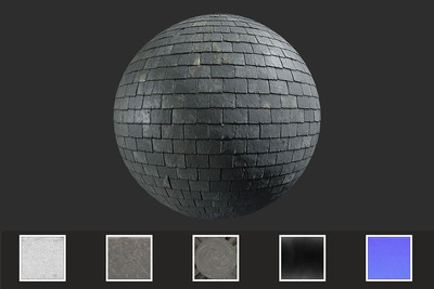 屋顶岩板瓦片无缝材质贴图下载（JPG）