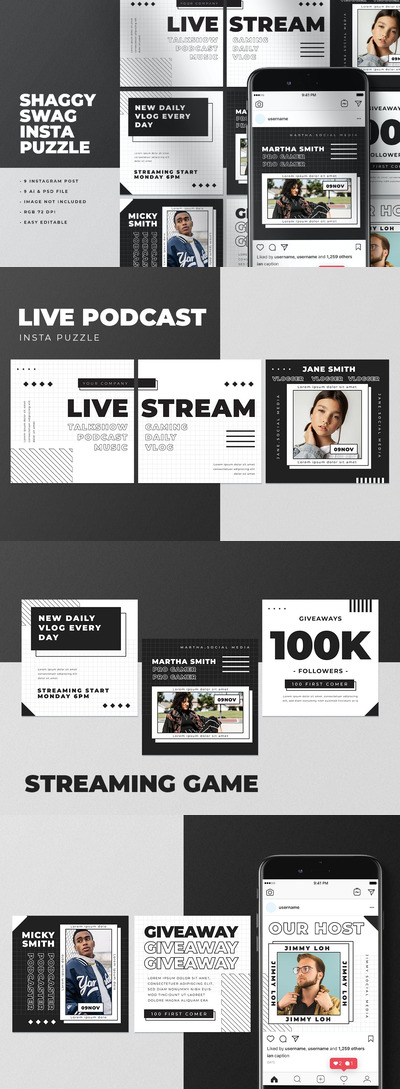 时尚高端新孟菲斯风格的简约Instagram社交媒体banner海报设计模板-AI，PSD