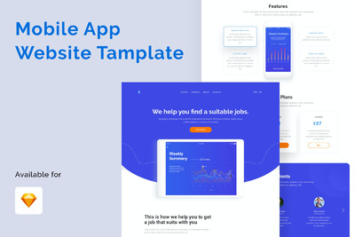 简约移动应用网站模板（Sketch）