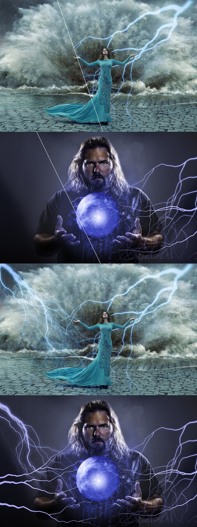 电影级海报真实闪电PS动作（ATN）