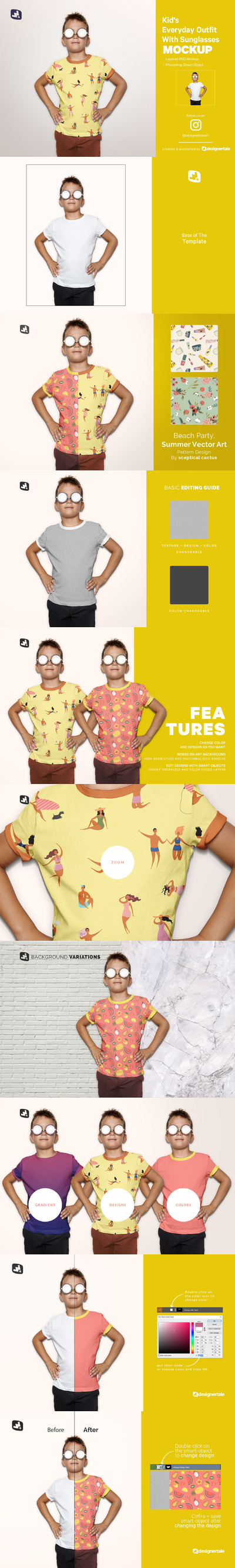 儿童日常服装图案设计样机模板