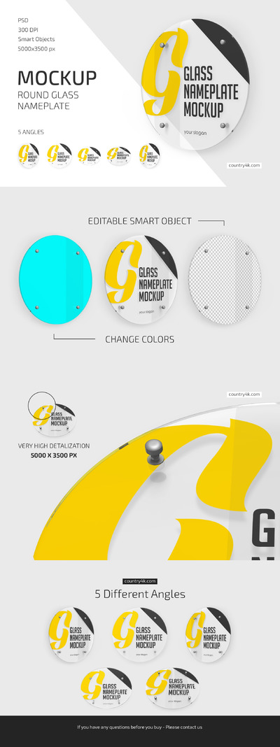 圆形玻璃铭牌品牌设计样机