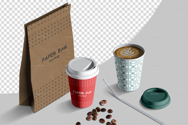 外卖纸杯和咖啡品牌样机集