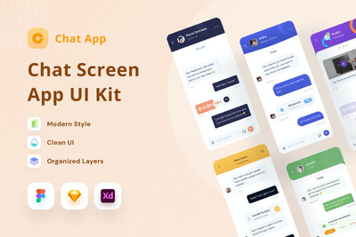 聊天功能的APP UI KIT模板（AI,FIG,SKETCH）