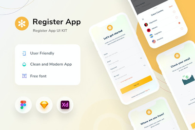 时尚的用户注册APP UI（FIG,SKETCH,SVG）
