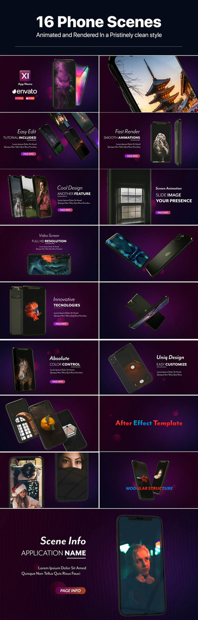 iPhone 11手机App应用促销演示视频AE模板[1.09GB]