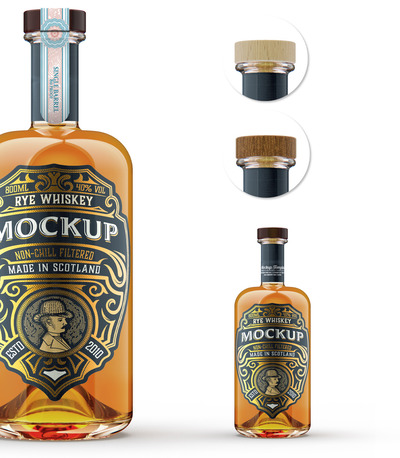 威士忌玻璃酒瓶品牌设计样机