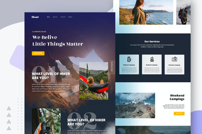 专业的高品质专业登山运动官方网站设计模板-PSD，XD