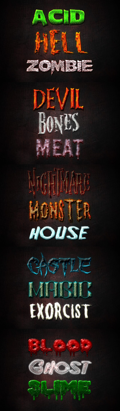 大气的万圣节恐怖字体图层样式（ASL, PSD）
